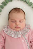 Babygrow tema flores em VELUDO Rosa velho