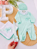 Pack 4 peças em verde água com laço grande