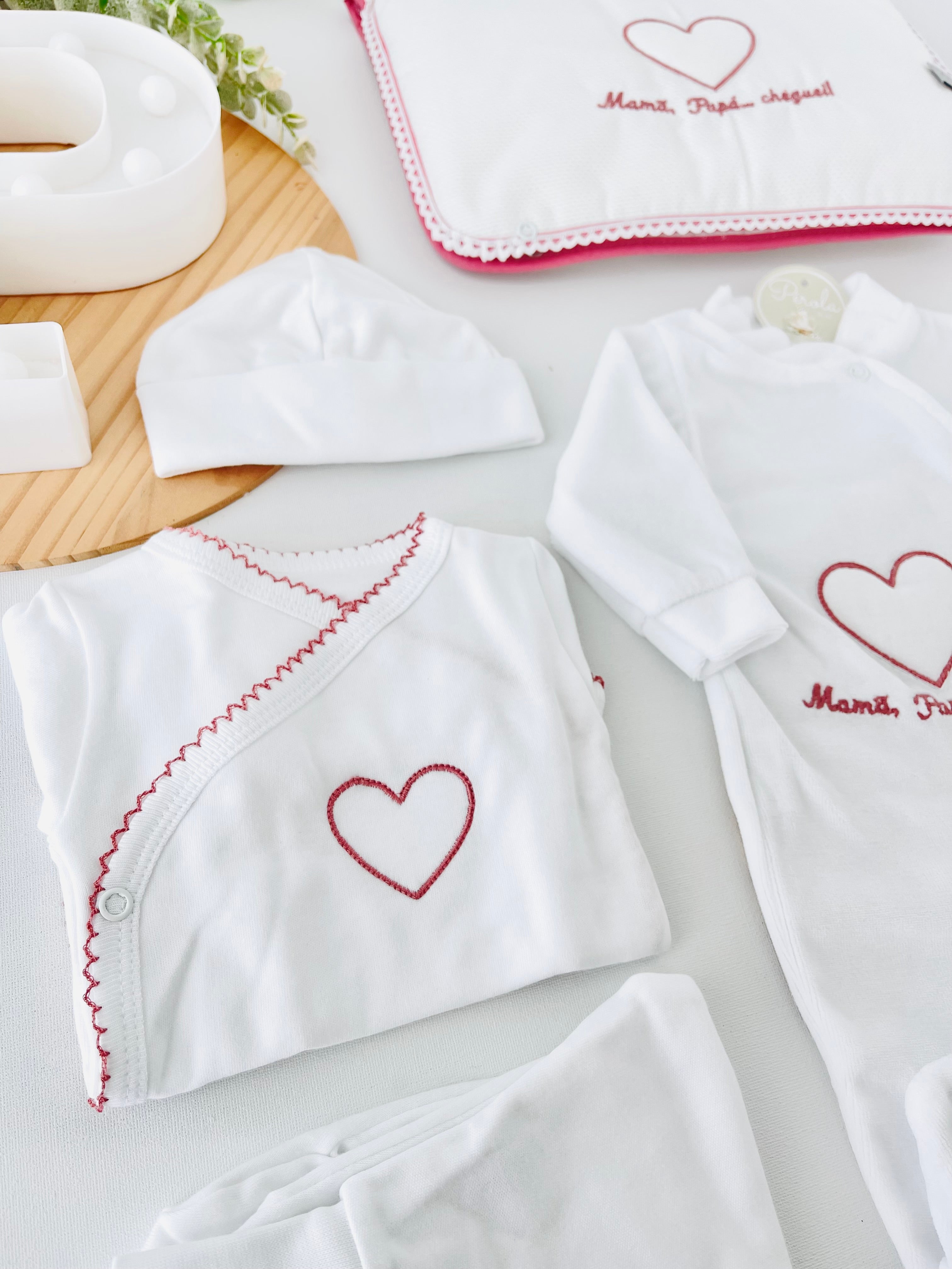 Conjunto primeira roupinha veludo- Mamã Papá cheguei