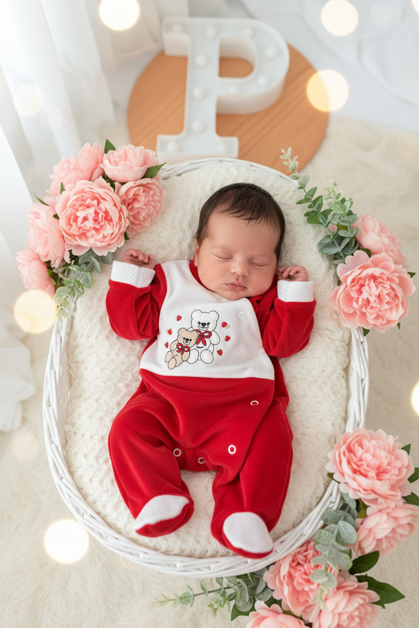 Babygrow corações em veludo