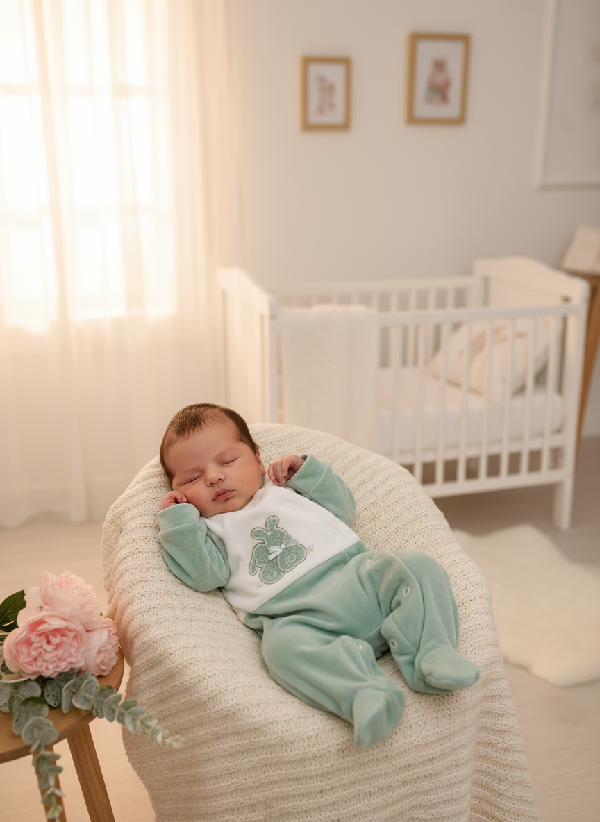 Babygrow tema coelhinhos em malha