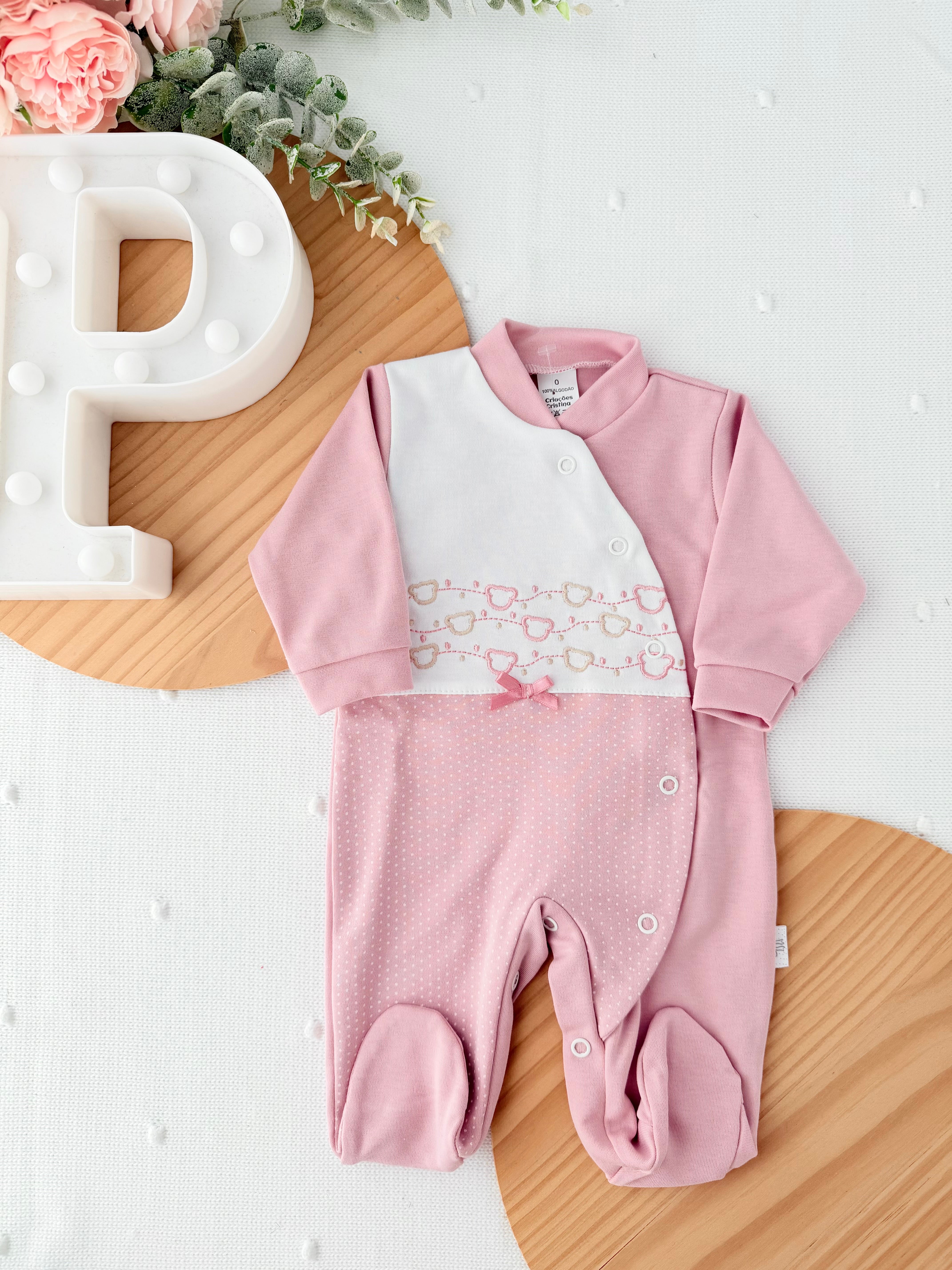 Babygrow carinhas de urso algodão