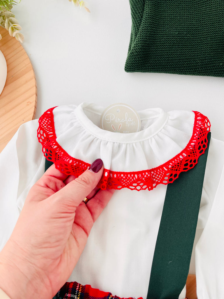 Conjunto xadrez de Natal: fofo e blusa