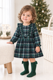 Vestido xadrez verde menina- 6-12-18M