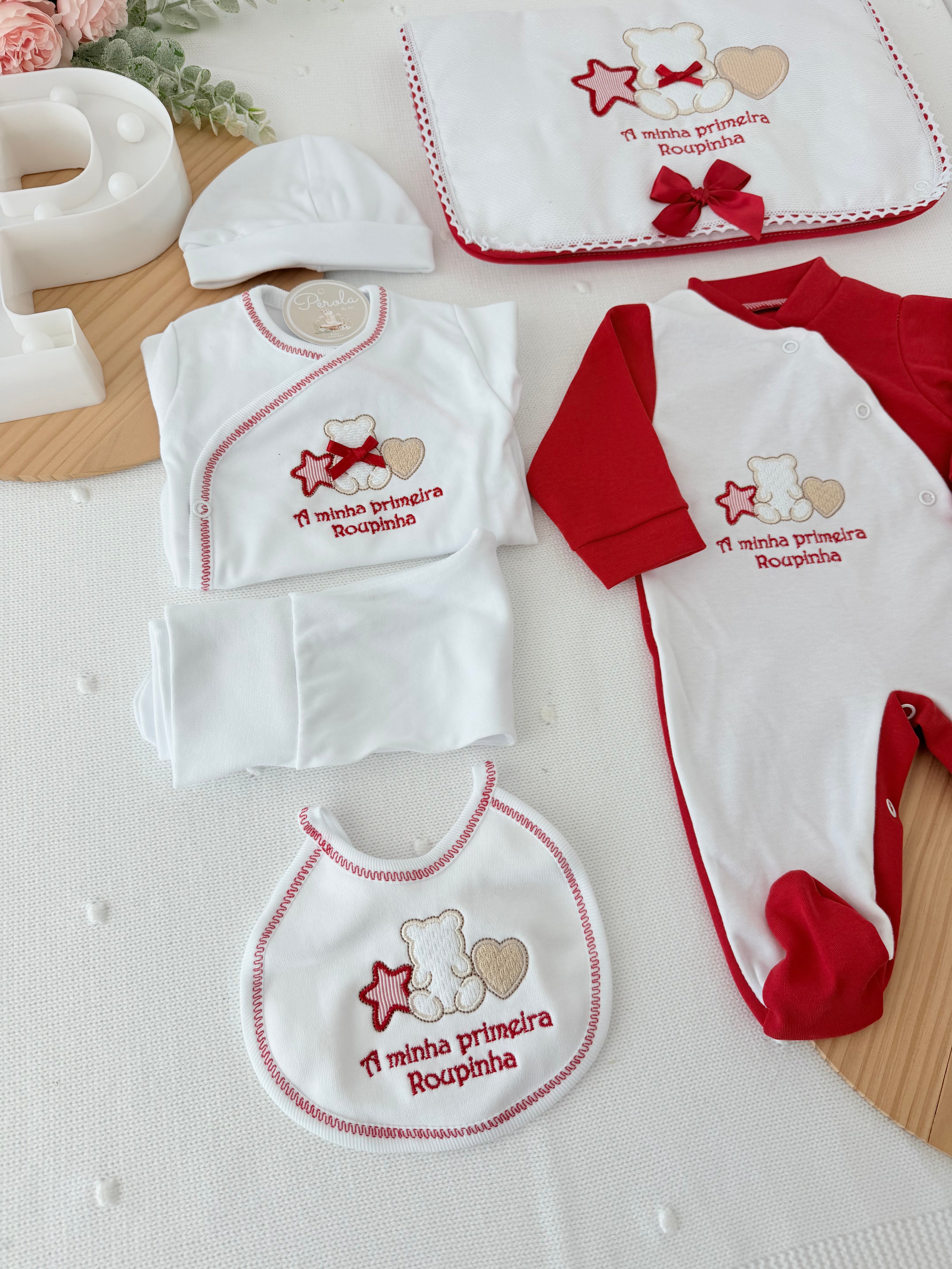 Conjunto primeira roupinha em vermelho - 6 peças