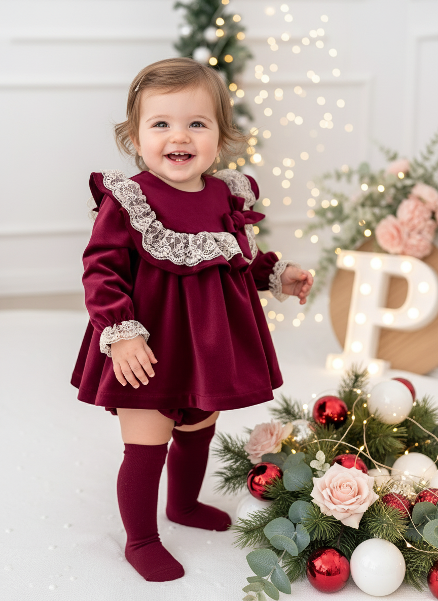 Vestido e tapa fraldas em veludo coleção premium