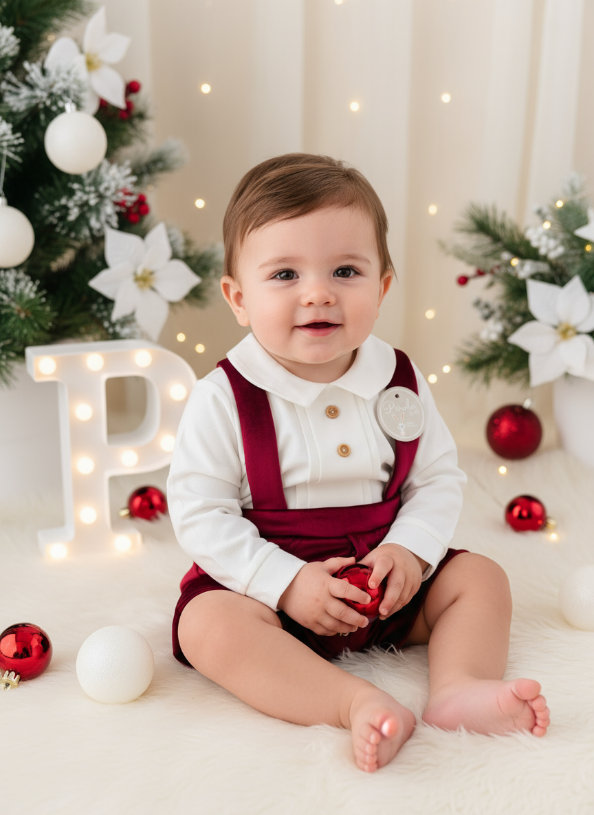 Conjunto premium em veludo: Calções com alças e camisa