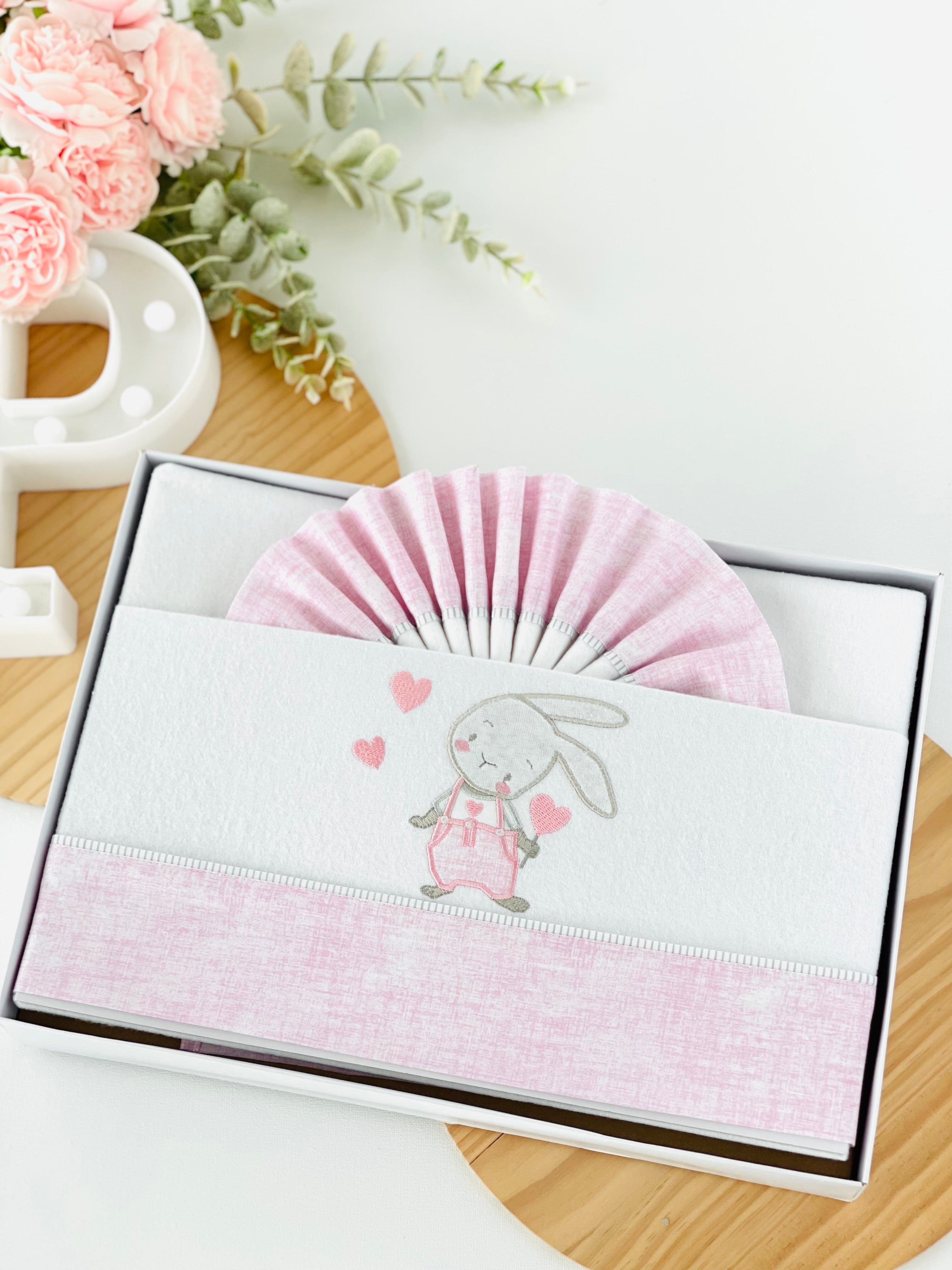 Lençóis flanela cama de grades- coelhinho