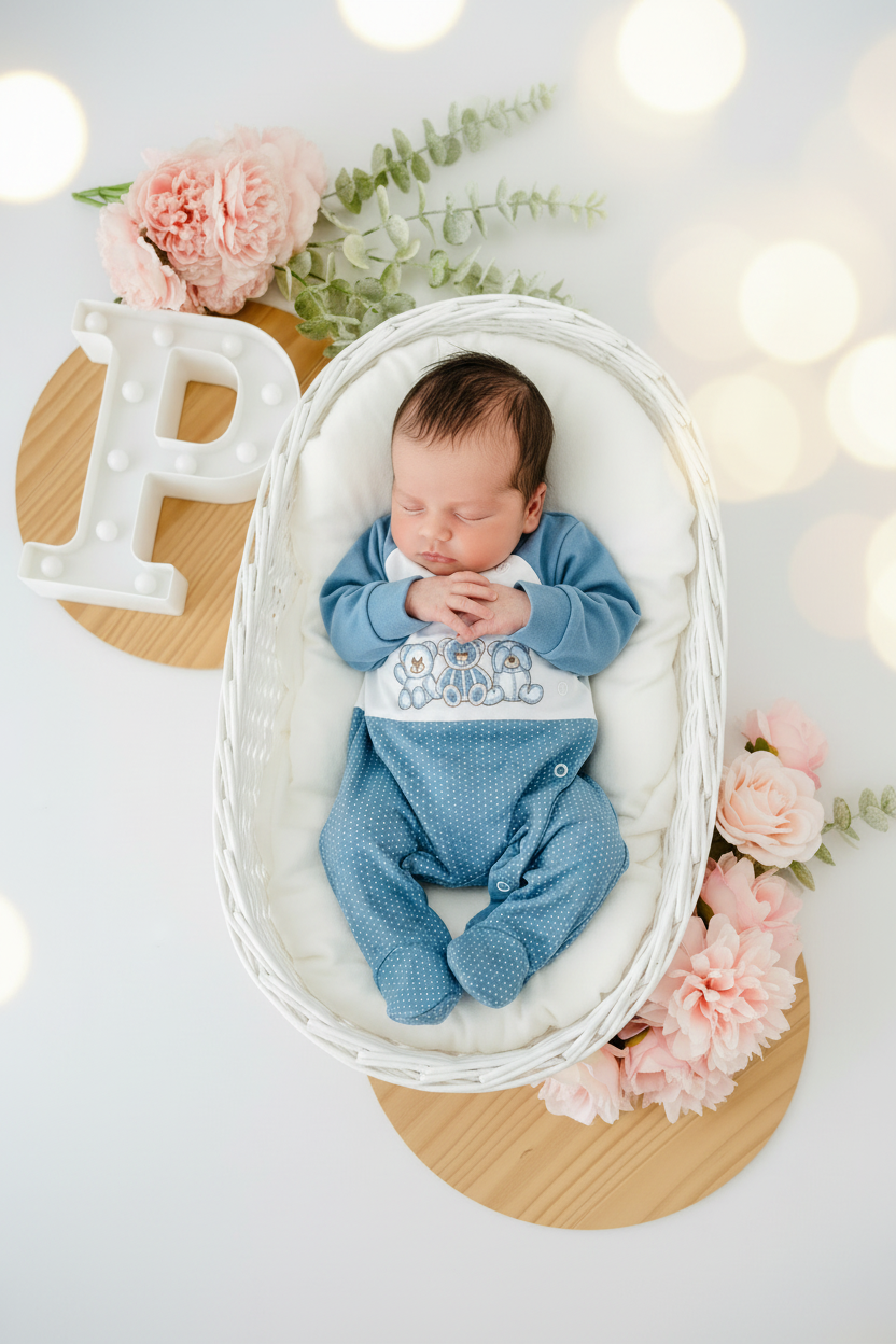 Babygrow azul cobalto algodão