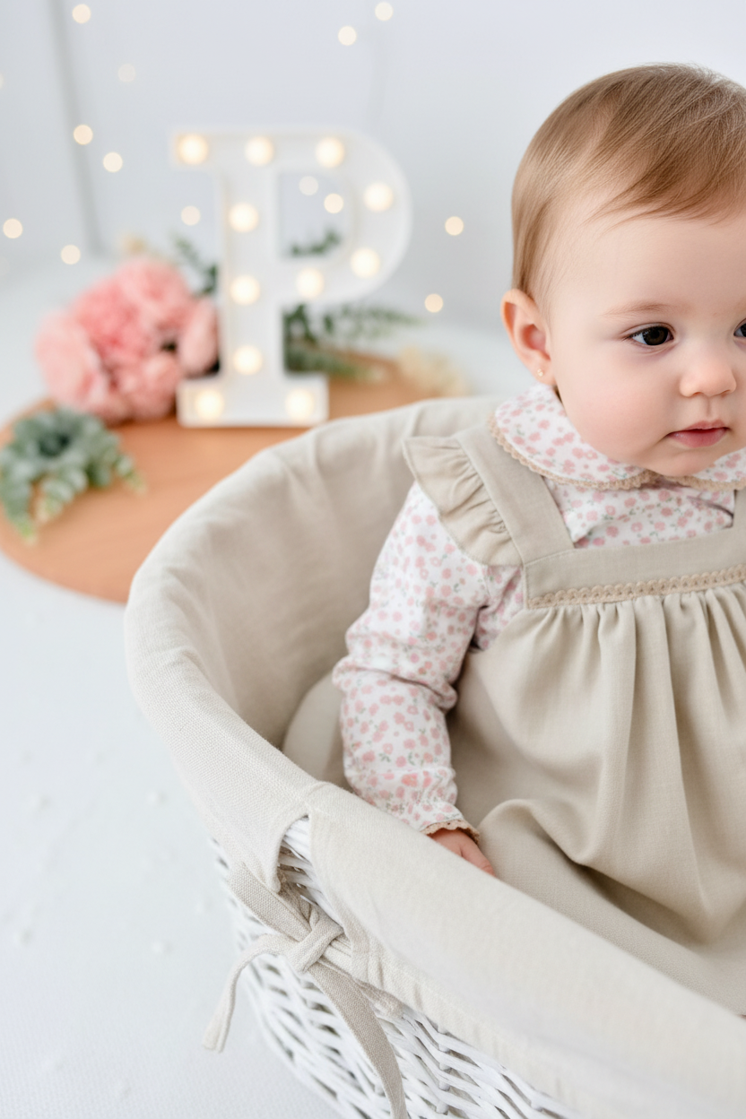 Conjunto Carmo: vestido, tapa fraldas e blusa