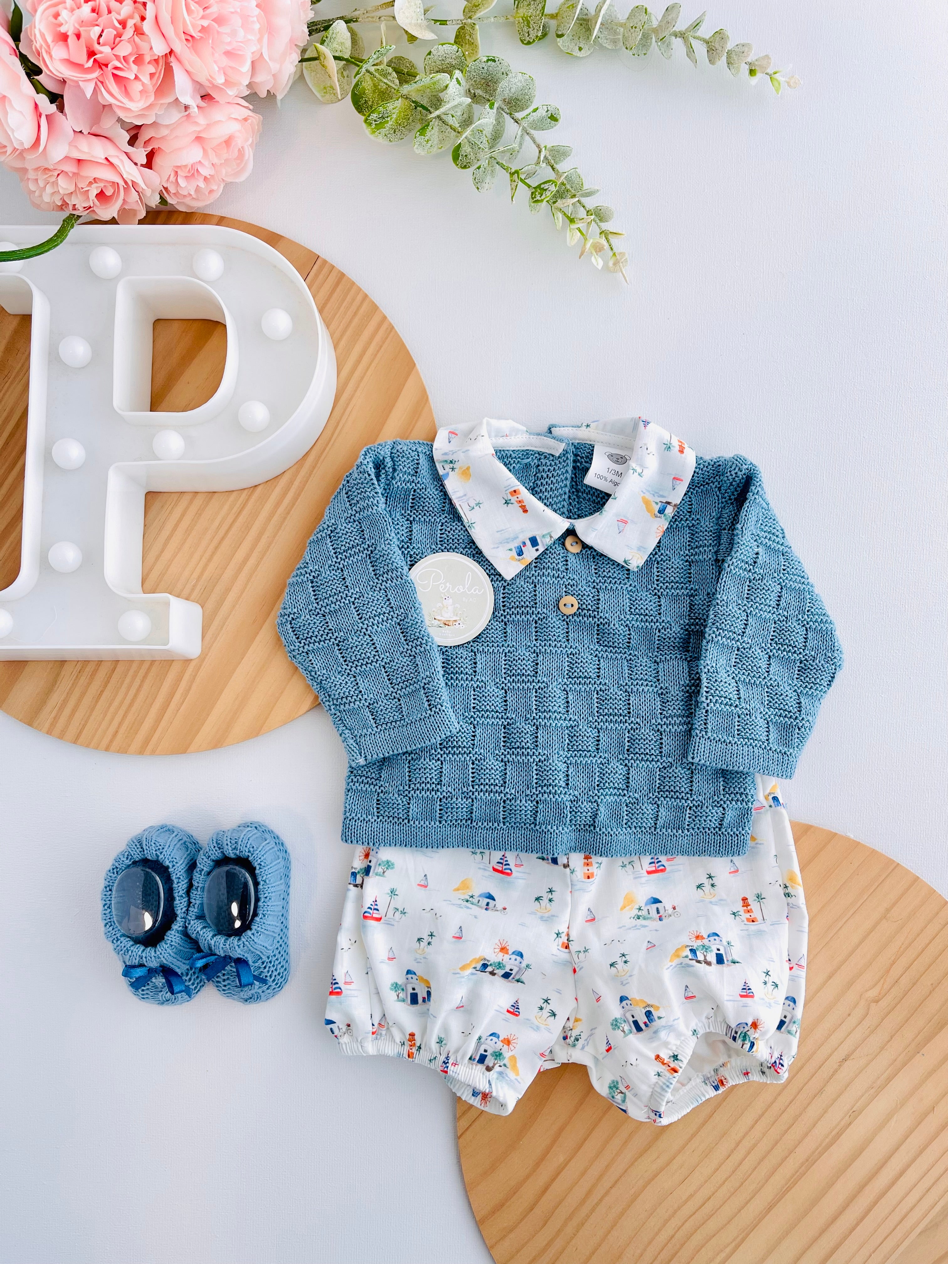 Conjunto barcos: Camisola e calções - Primavera Verão