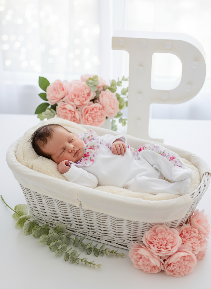 Babygrow em algodão - tema flores