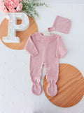 Babygrow e touca Rosa Velho em malha Outono Inverno