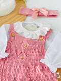 Conjunto: vestido, blusa e fita com laço