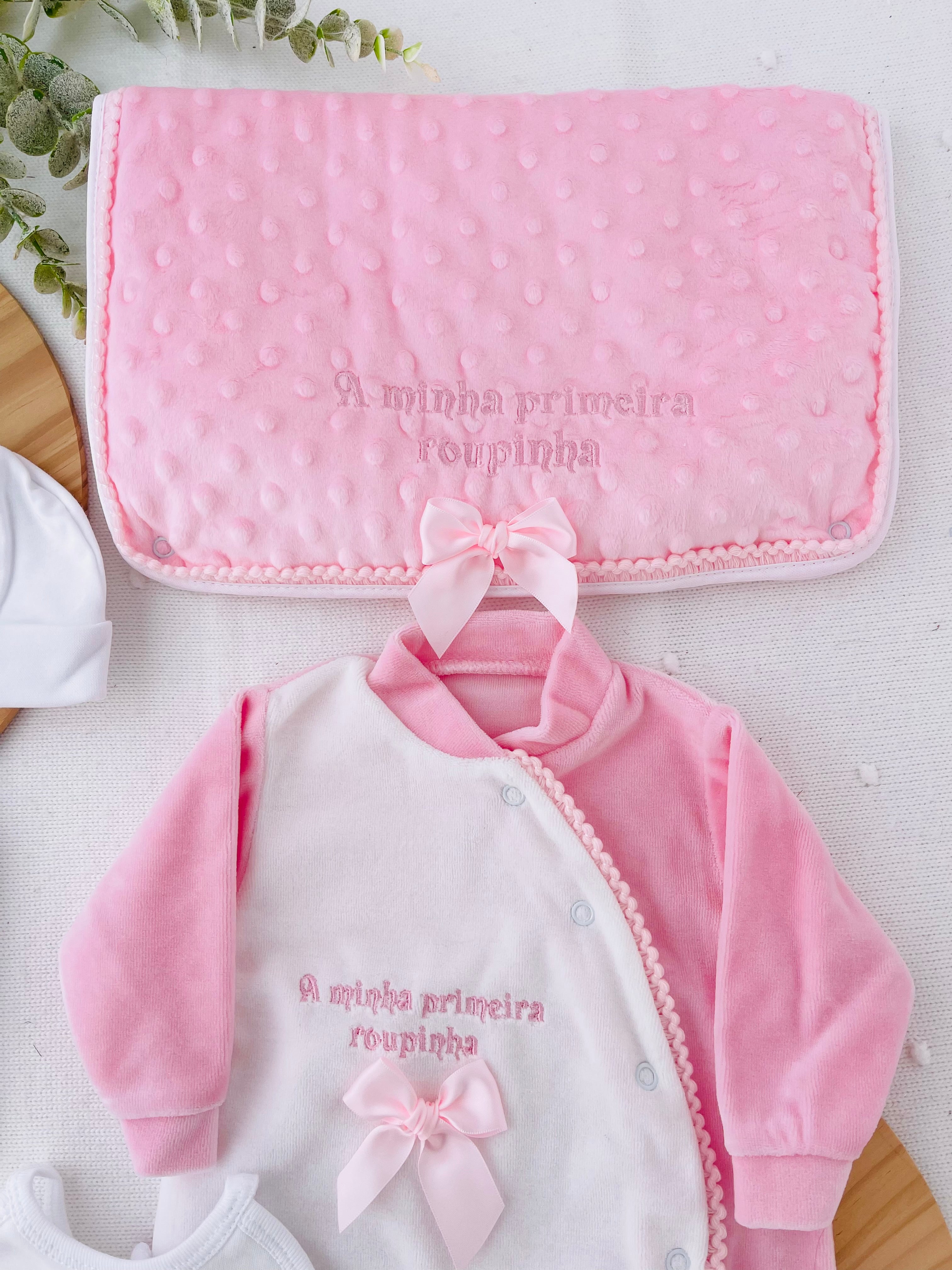 Conjunto primeira roupinha veludo - 6 peças