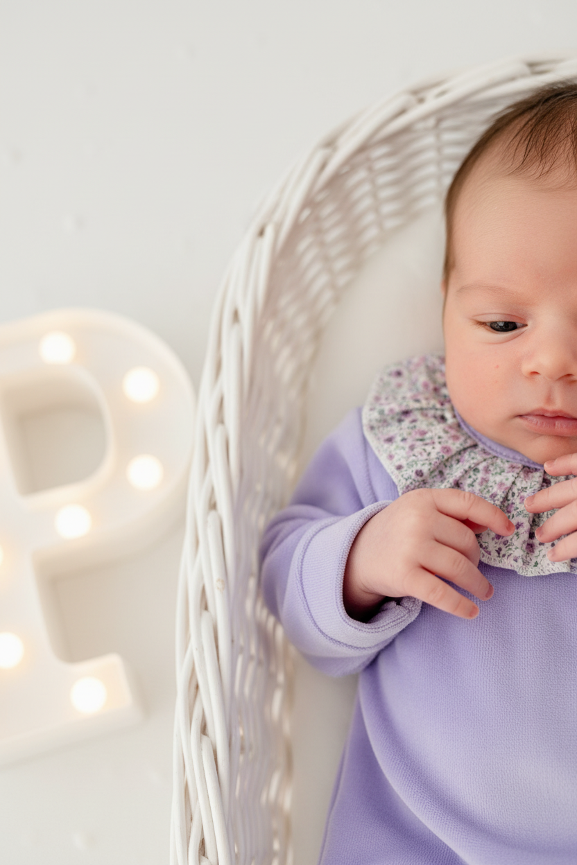 Babygrow lilás tema flores em VELUDO