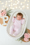 Babygrow tema flores em VELUDO rosa