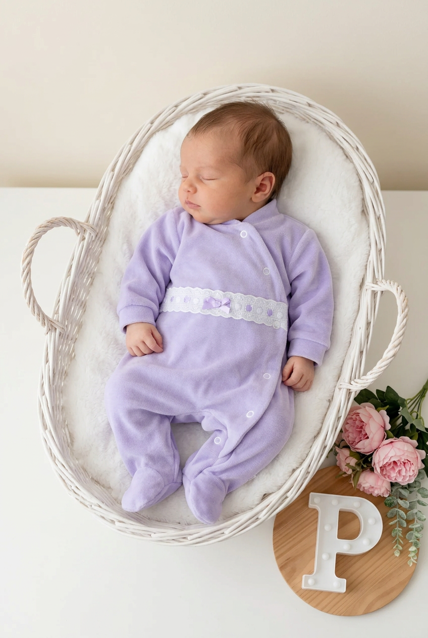 Babygrow lilás em veludo