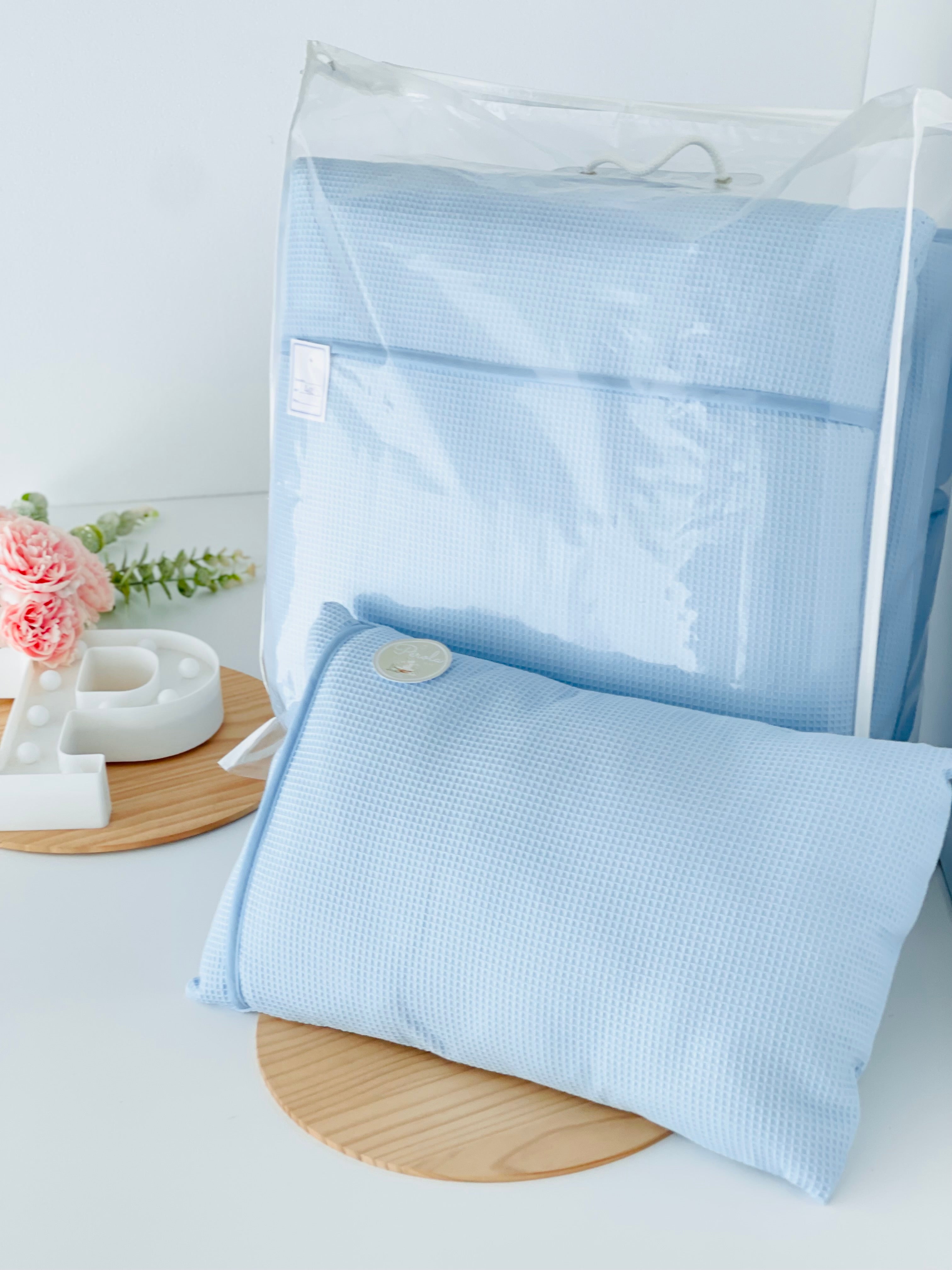 Conjunto Edredon para cama de grades: almofada, edredon e proteção lateral