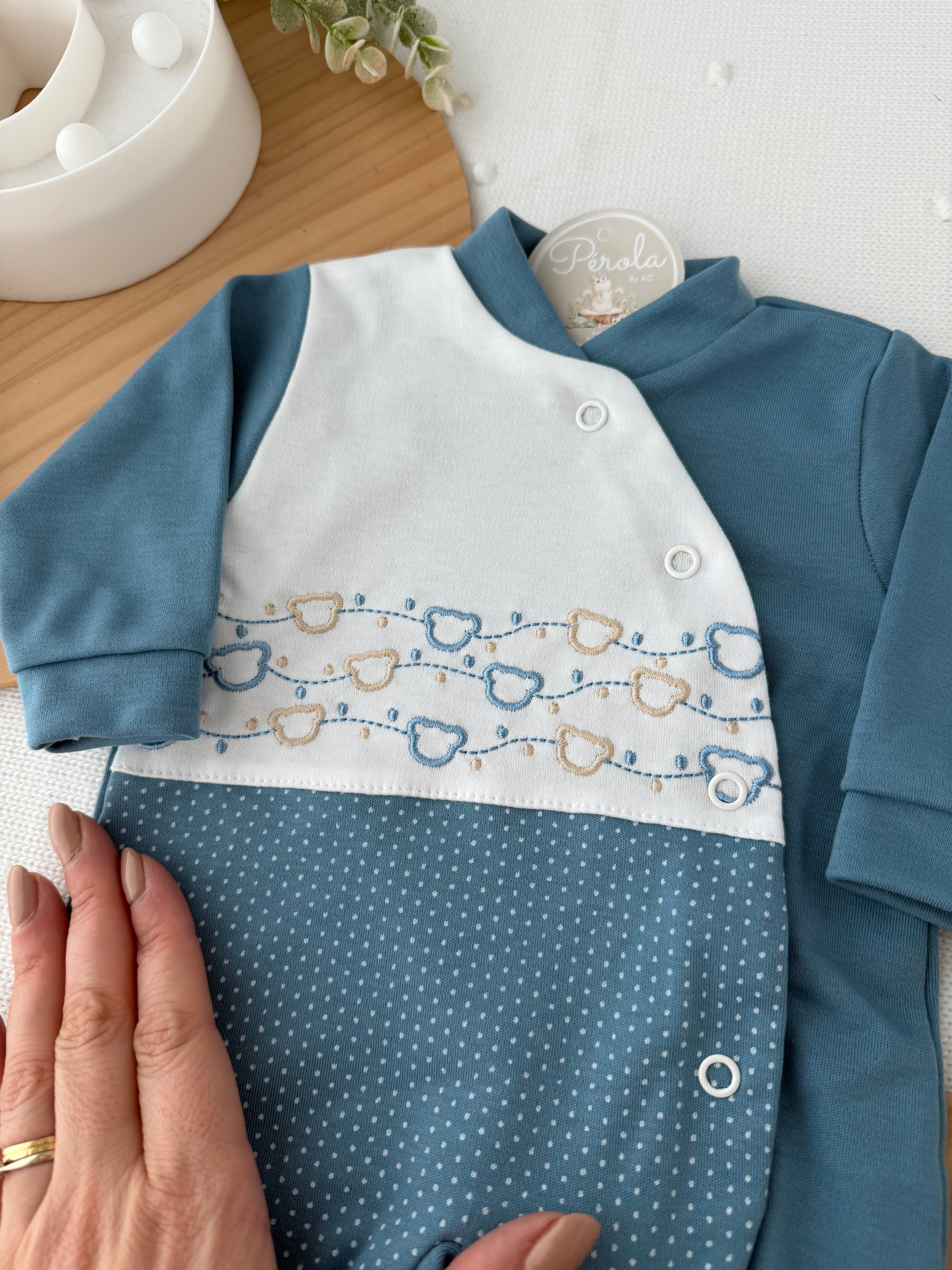 Babygrow carinhas de urso algodão