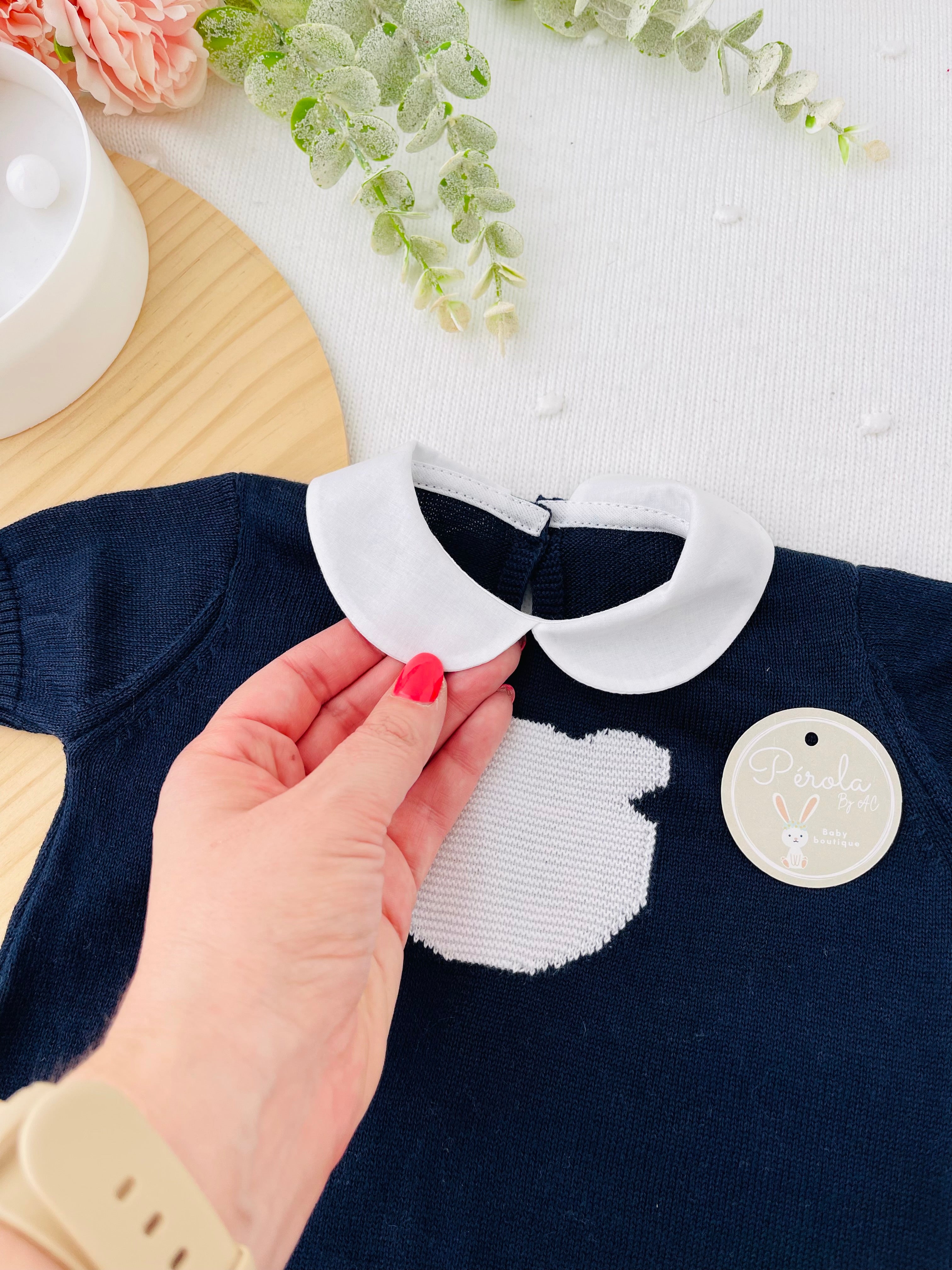 Macacão ursinho malha de algodão