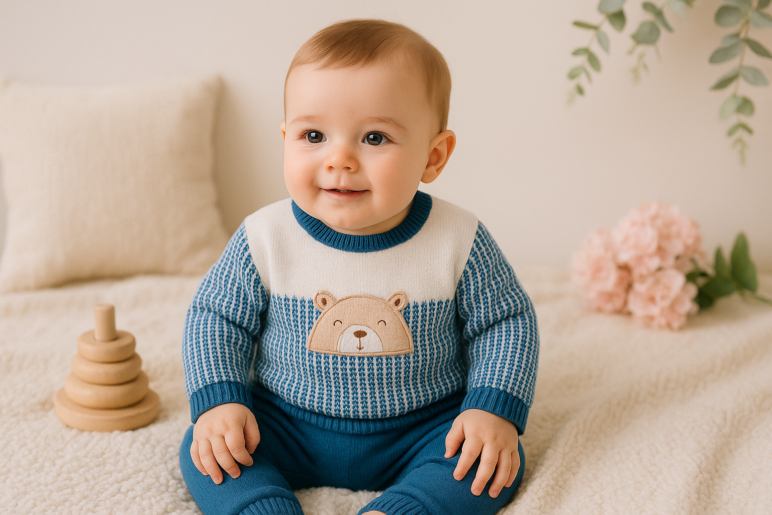Fato de treino ursinho com efeito camisa- com carda (3-18m)