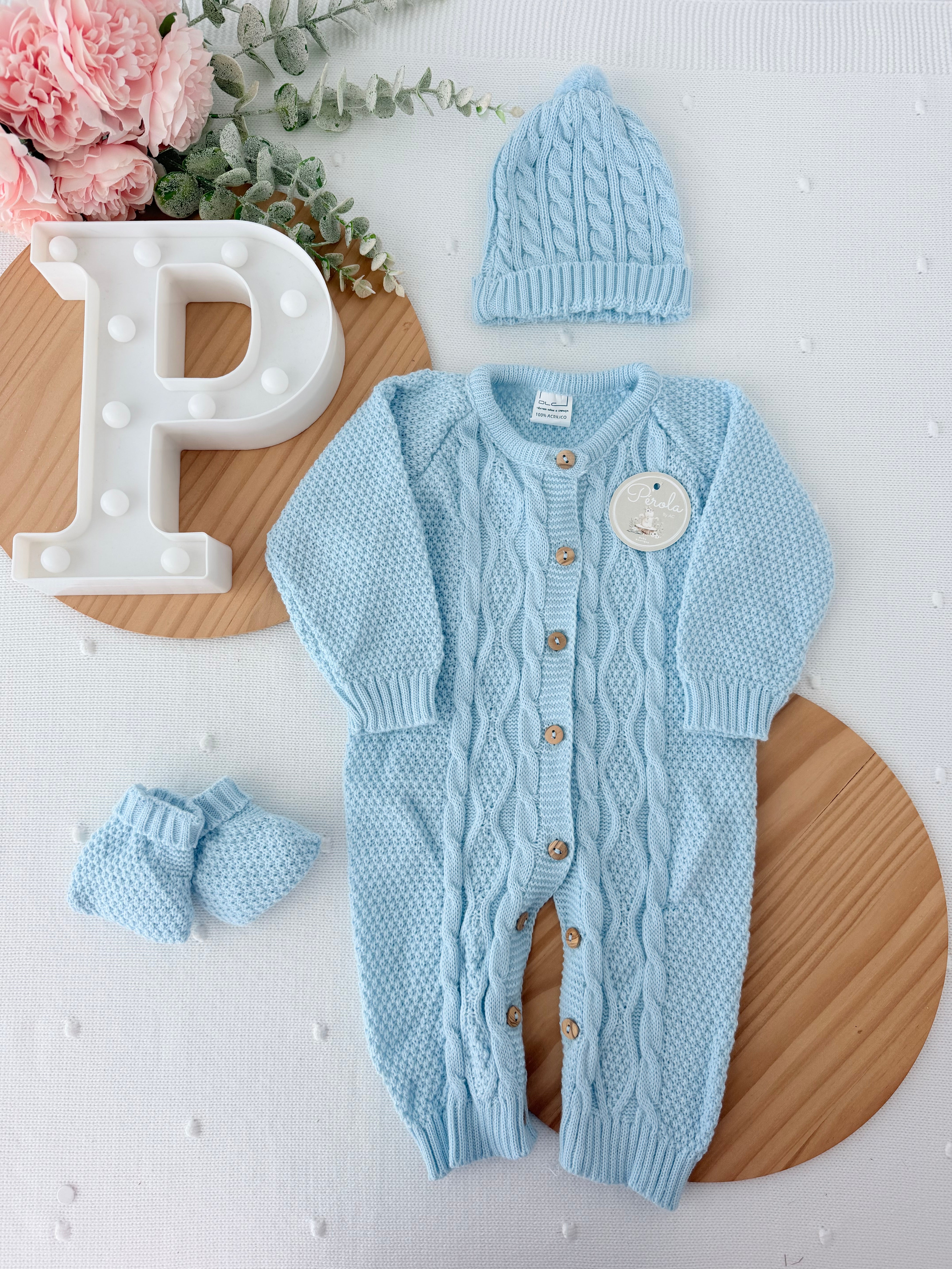 Conjunto 3 peças: macacão, gorro e carapins 3M
