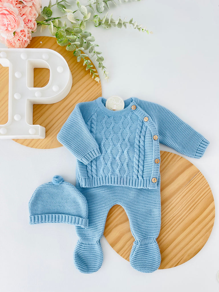 Conjunto menino: camisola, calças e gorro Outono/Inverno