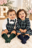 Conjunto xadrez verde menino 6-12-18M