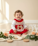 Conjunto Maria: fofo e blusa bombazina vermelho