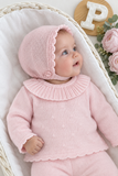 Conjunto doce ternura rosa : camisola , calças e touca