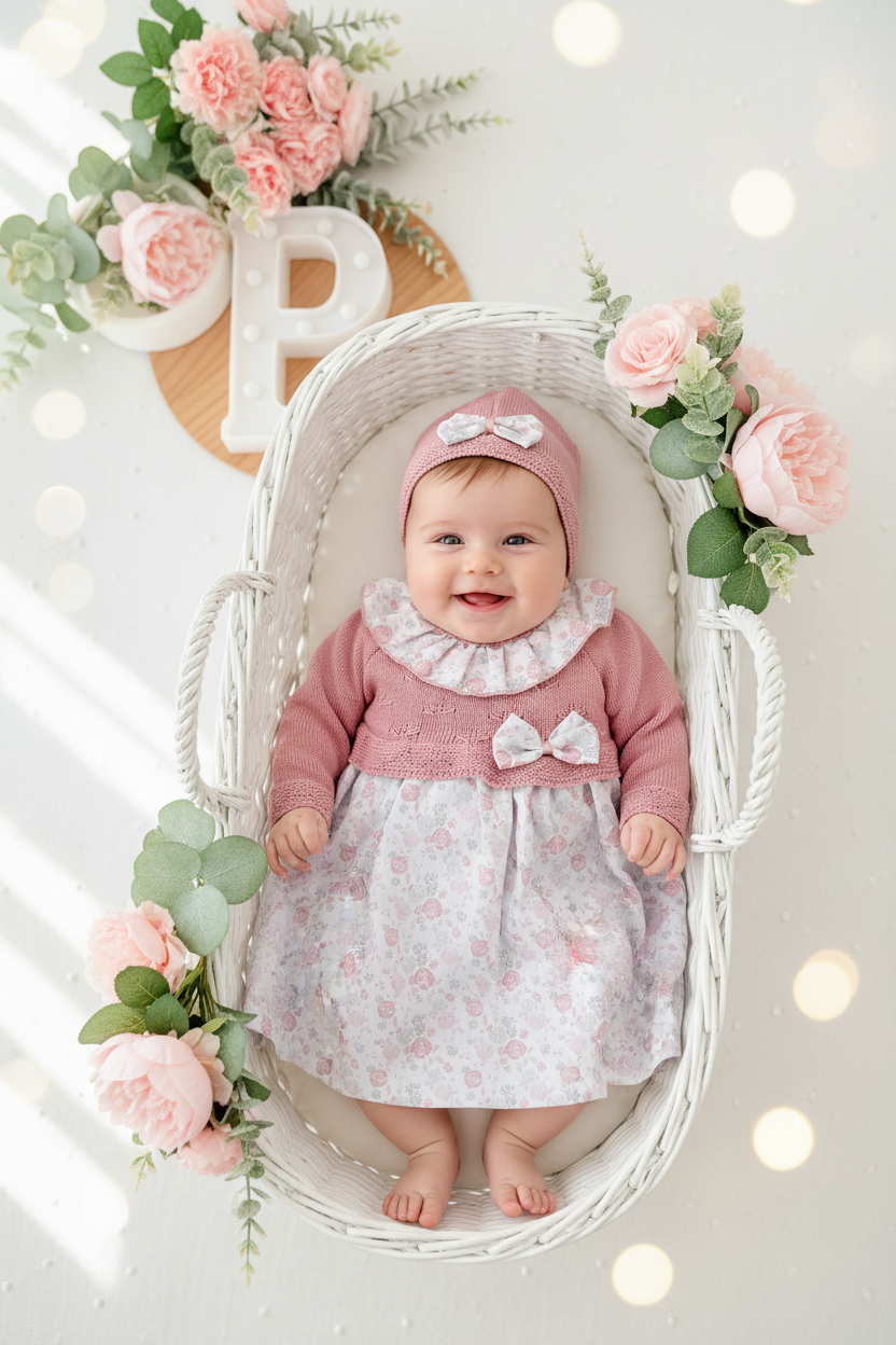 Vestido e gorro rosas - Primavera Verão