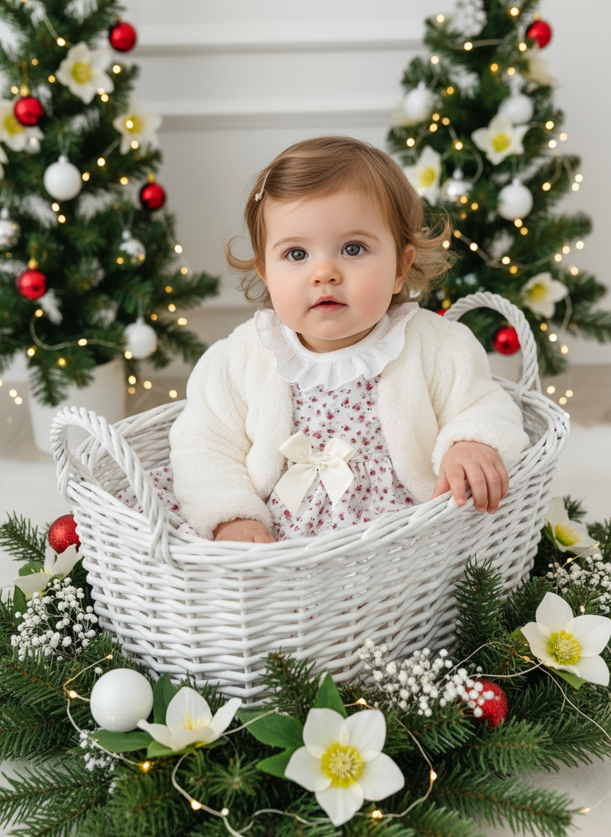 Conjunto Eva: casaco de pêlo, vestido e camisola com golinha