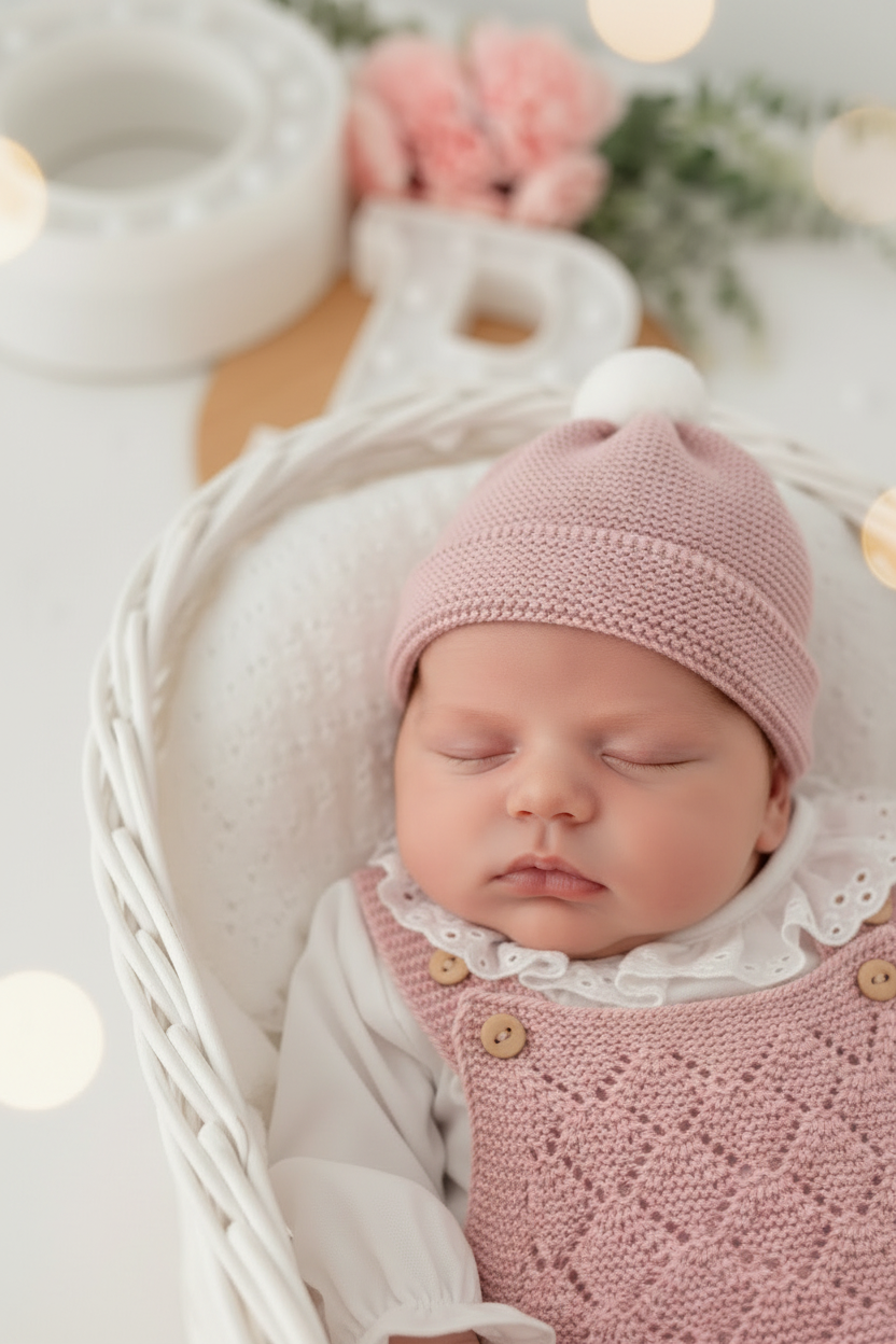 Conjunto recém nascido menina rosa velho : 3peças Outono/Inverno