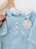 Saídas de maternidade: jardineiras, camisola e gorro outono inverno