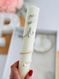 Conjunto para Batizado: vela, toalha e concha Batizado Pomba