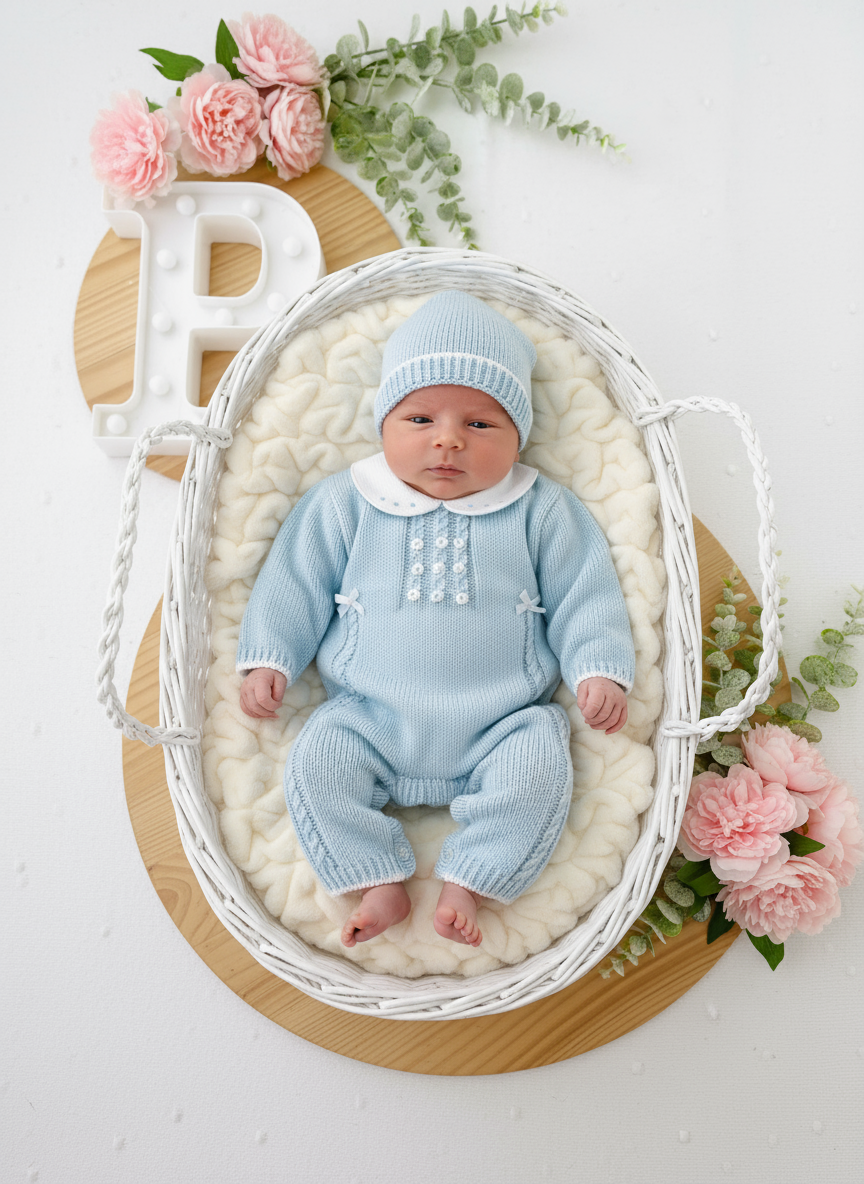 Saída de maternidade: macacão e gorro Outono/Inverno