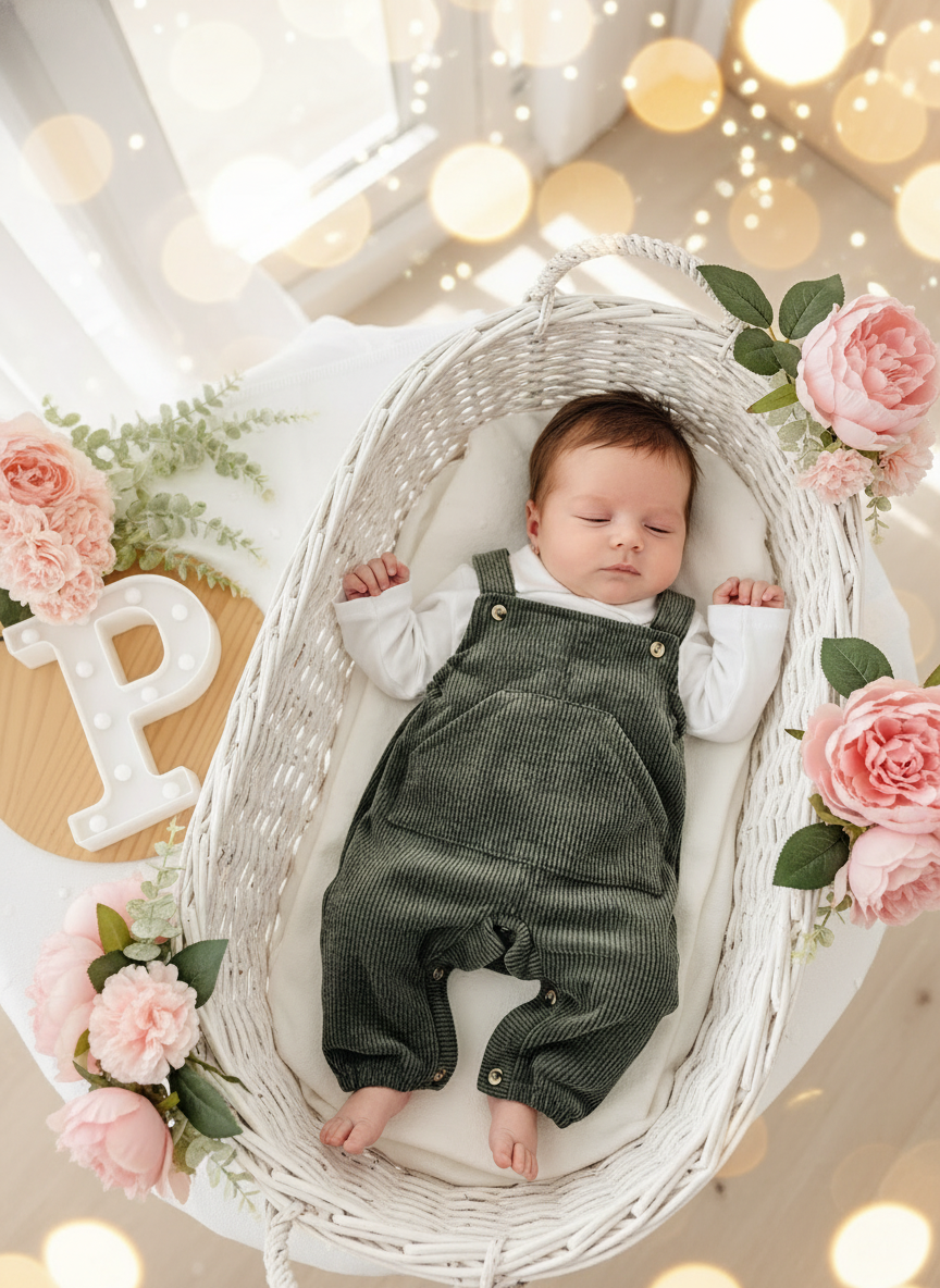 Conjunto verde: jardineiras e camisa