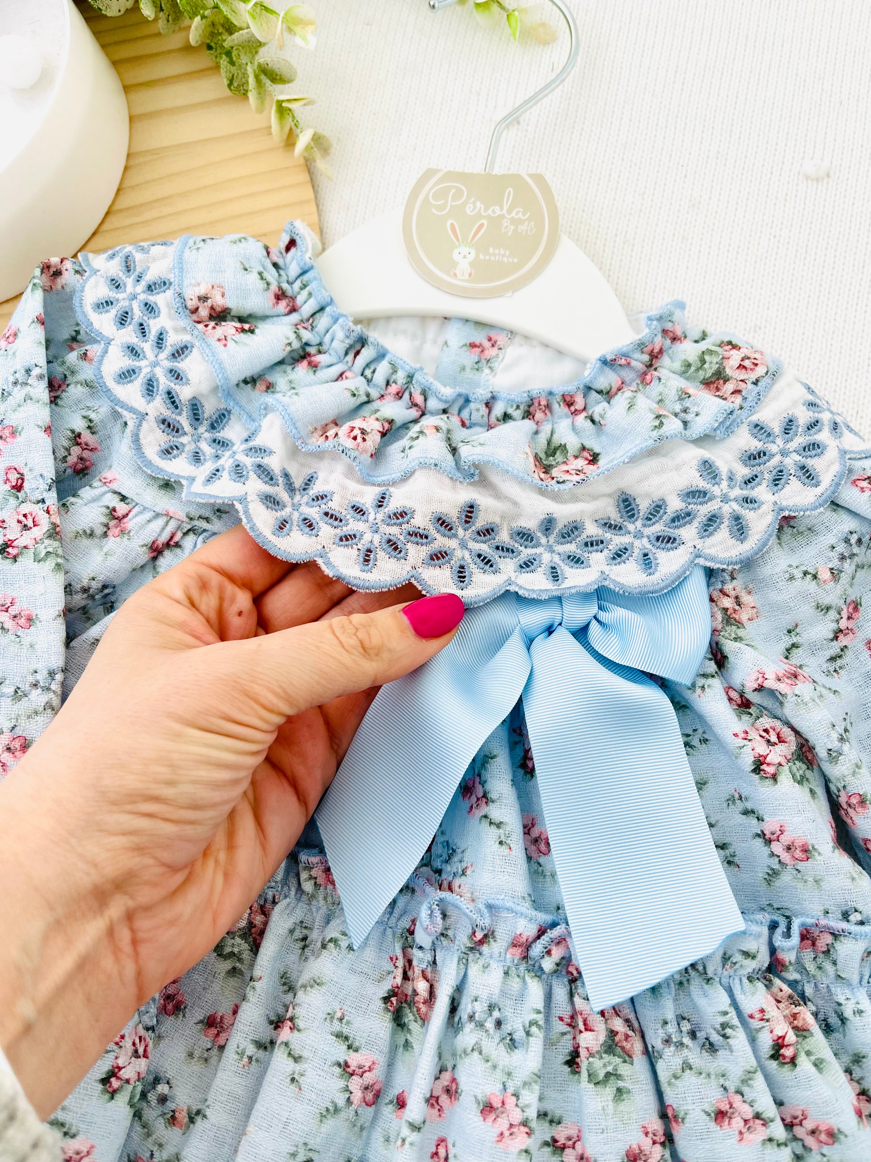 Vestido e tapa fraldas azul Premium