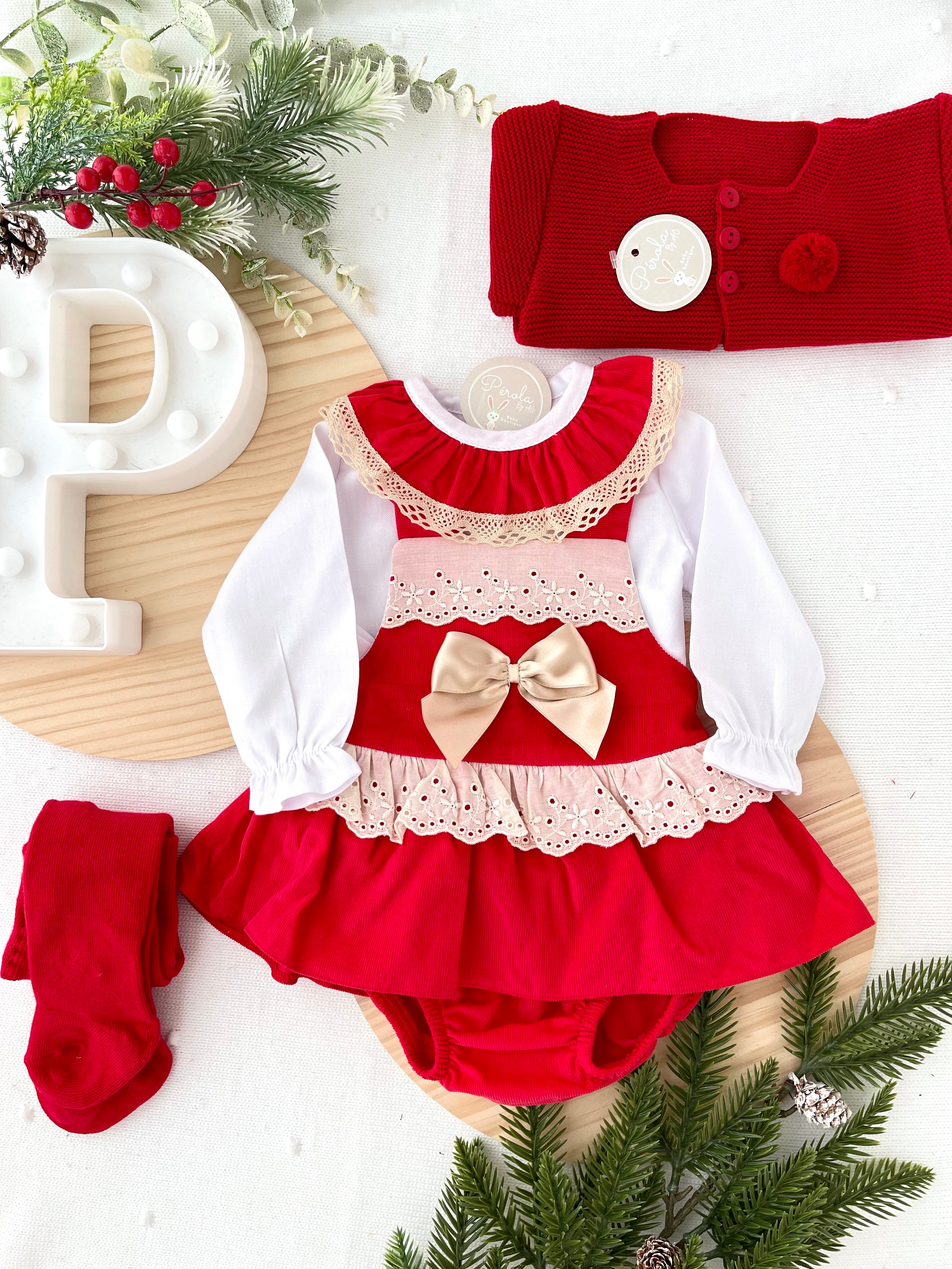 Conjunto Maria: fofo e blusa bombazina vermelho