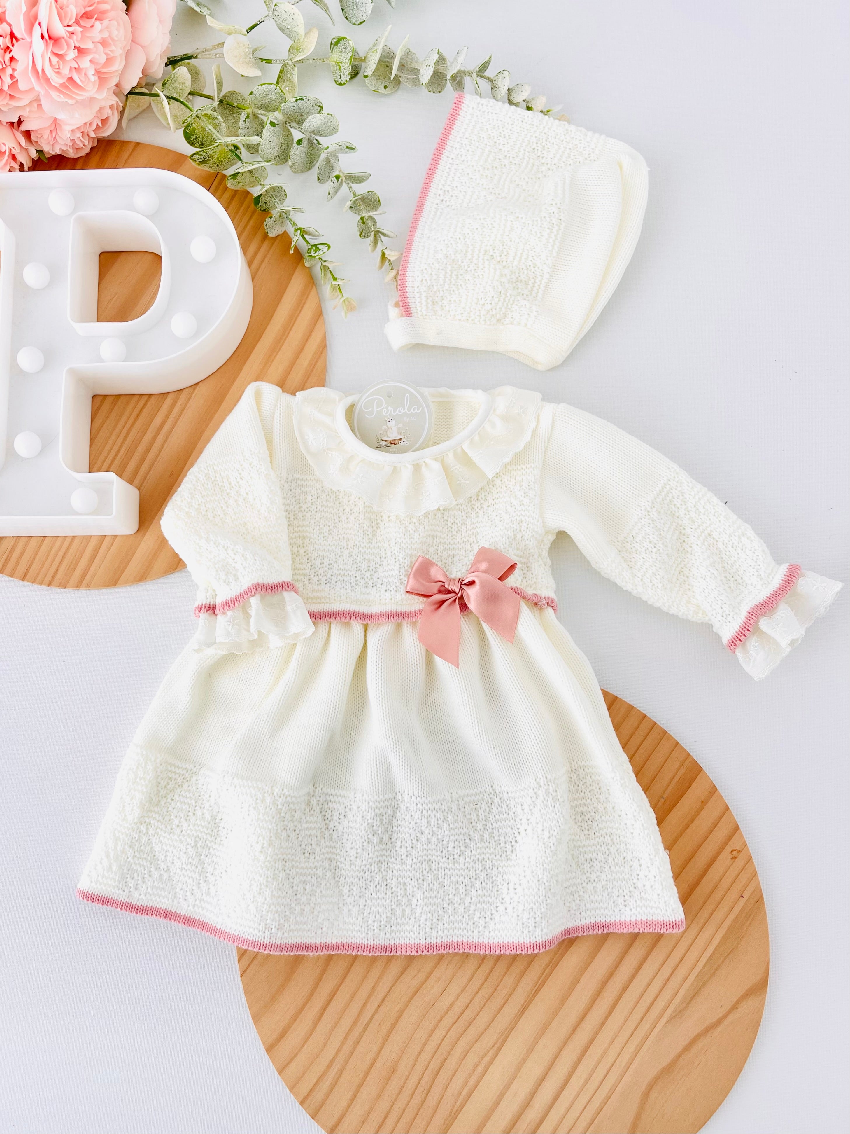 Vestido e touca Pérola -Outono Inverno