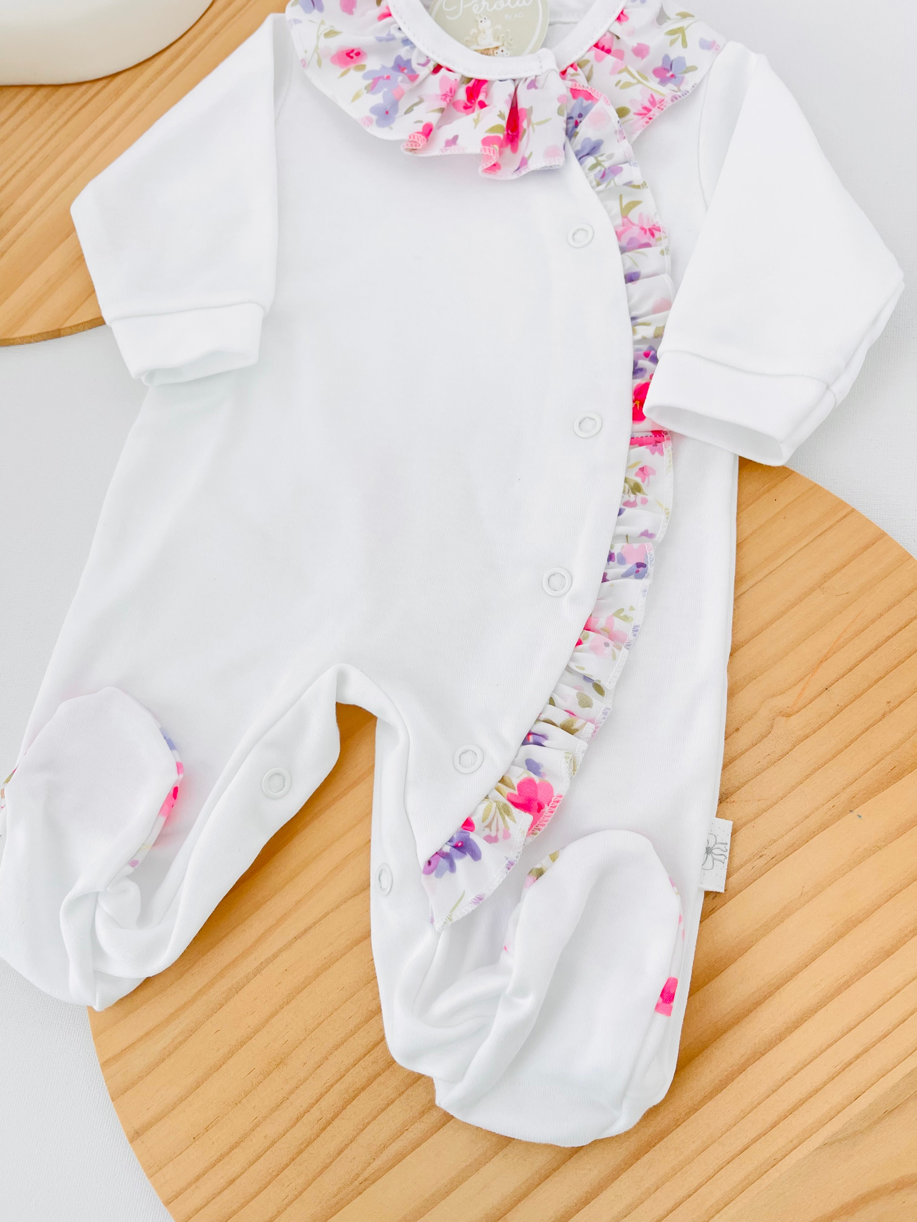 Babygrow em algodão - tema flores