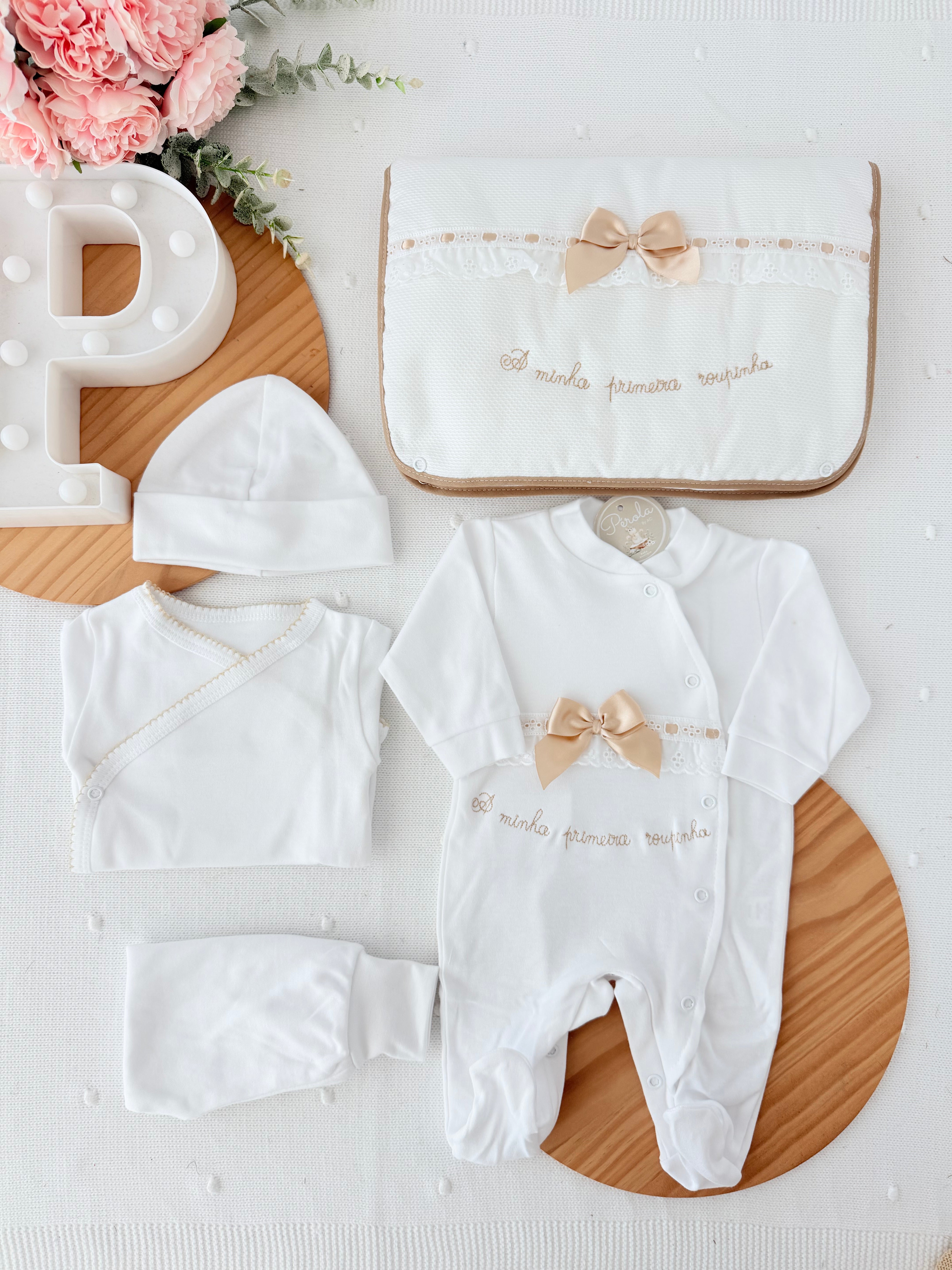 Conjunto primeira roupinha algodão tema renda- oferta carapins