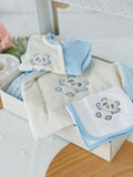 Pack panda em veludo: Babygrow, fralda e manta