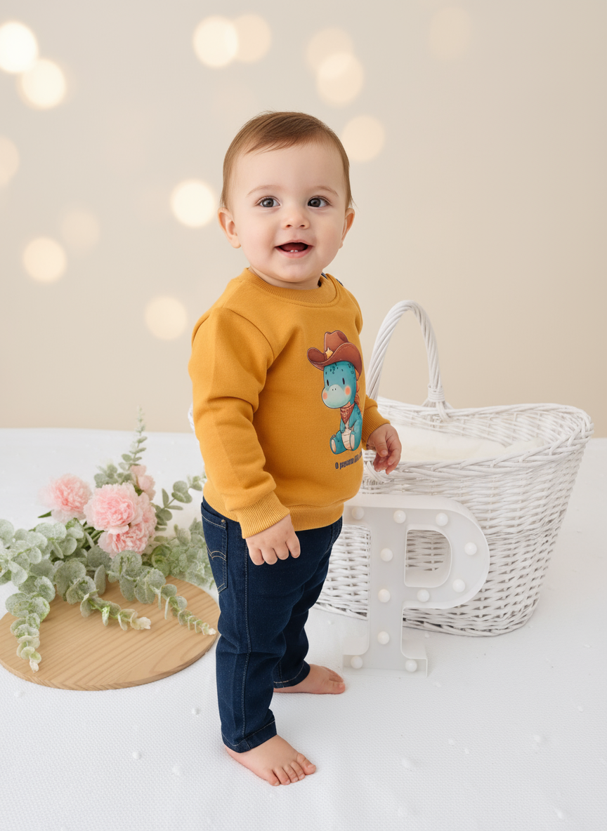 Camisola e calças de ganga: pequeno cowboy