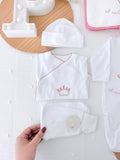 Conjunto de primeira roupinha coroa em algodão