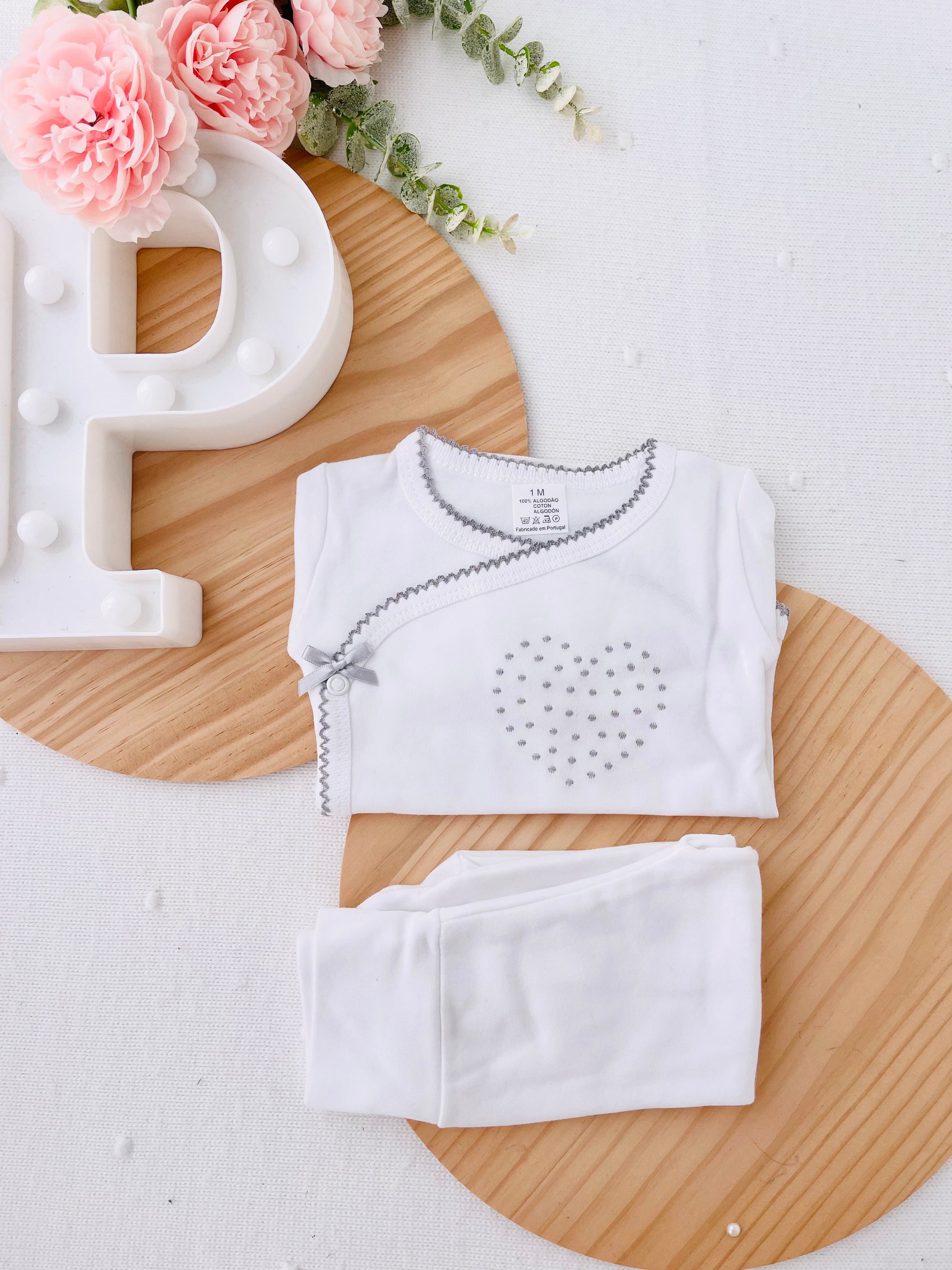 Body e calças interiores coração - com carda