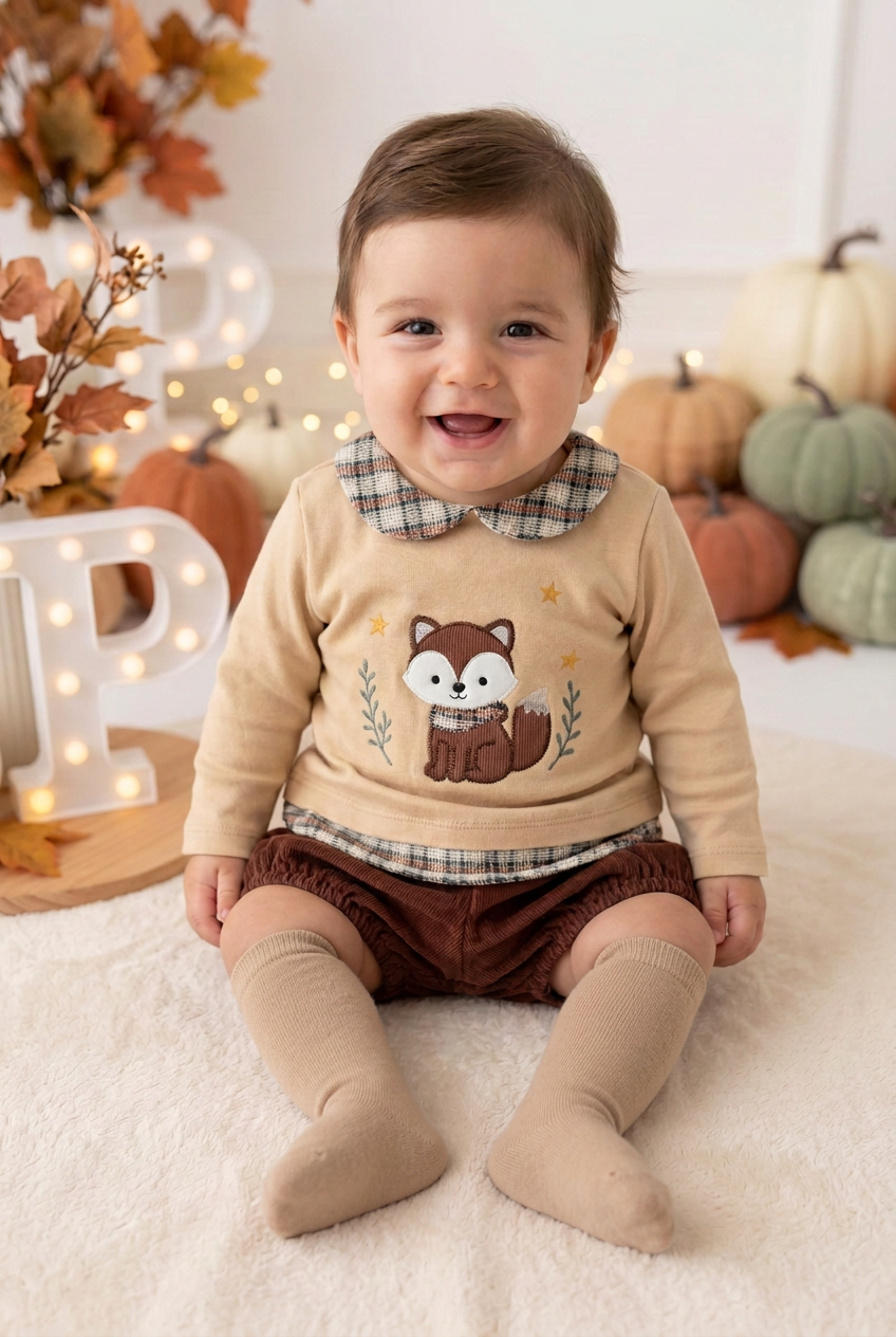 Conjunto raposa: camisola e calções
