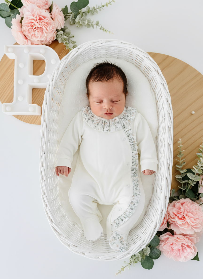 Babygrow tema flores em algodão
