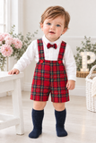 Conjunto xadrez vermelho  menino 6-12-18M